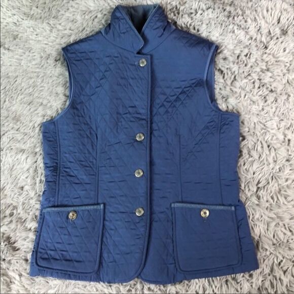 Talbots Blue Quilted Snap Closure Vest Size Small - Picture 2 of 7